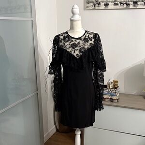 Topshop Black Lace Long Sleeve Dress